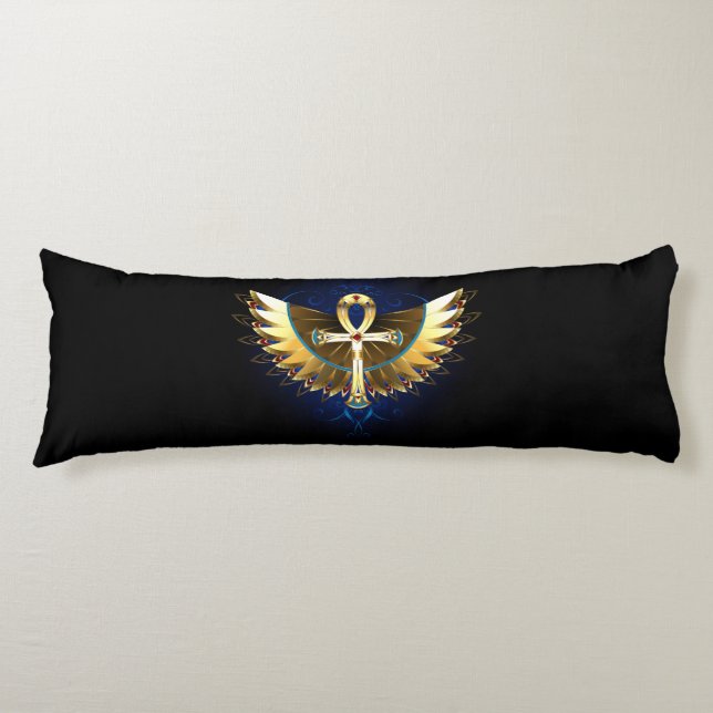 Gold Ankh mit Wings Seitenschläferkissen (Vorderseite)