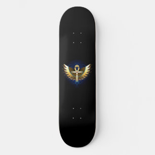 Gold Ankh mit Wings Skateboard