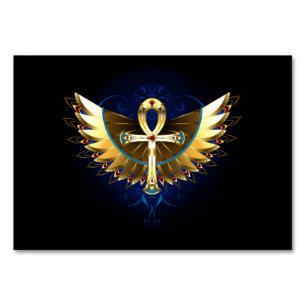 Gold Ankh mit Wings Tischnummer