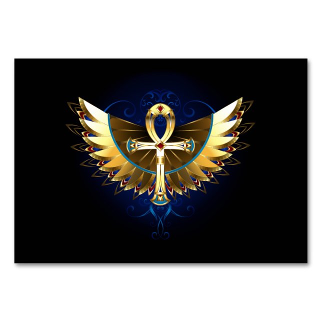 Gold Ankh mit Wings Tischnummer (Vorderseite)