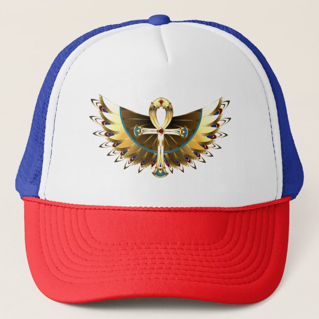 Gold Ankh mit Wings Truckerkappe (Vorderseite)