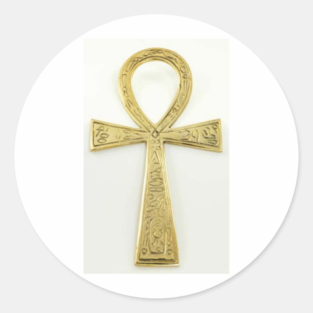 Gold Ankh Runder Aufkleber (Vorderseite)