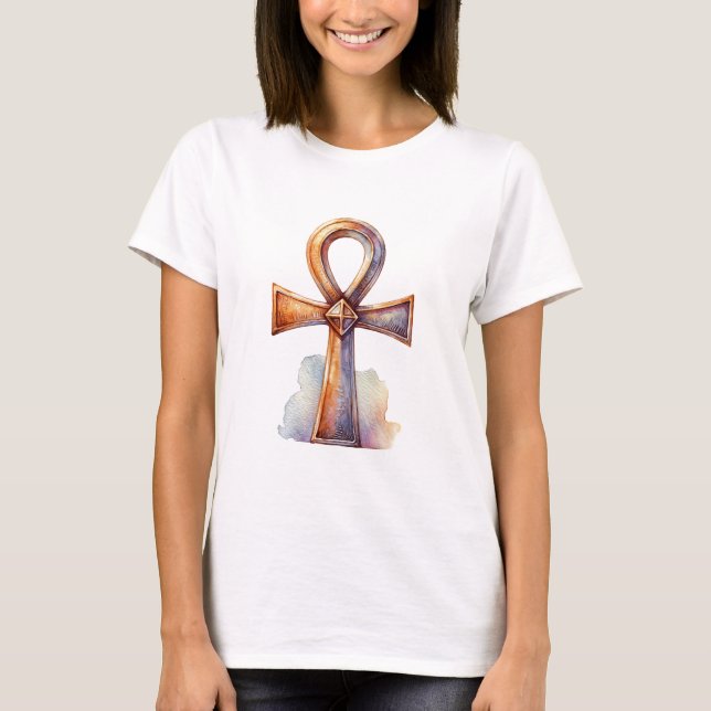 Gold Ankh Watercolor Graphic T-Shirt (Vorderseite)