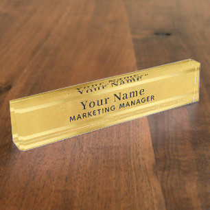 Gold + antikes Messing Desktop Individuelle Name P Namensplakette