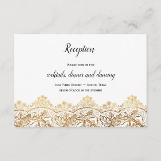 Gold Antique Lace Empfang Card Hochzeit Elegant Begleitkarte