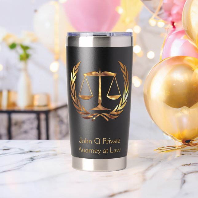 Gold Anwalt Waage der Gerechtigkeit Benutzerdefini Thermobecher (Bachelor Party (gedreht))
