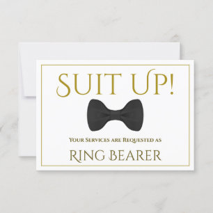 Gold Anzug Up Be My Ring Bearer Card Karte