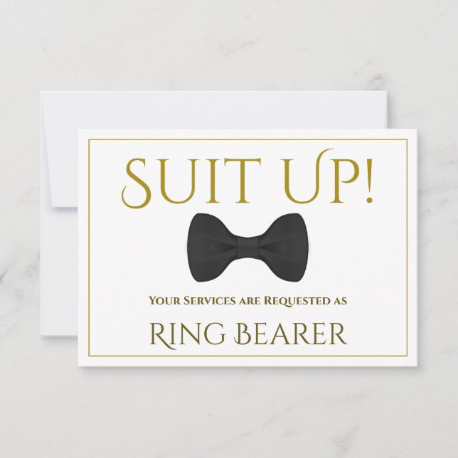 Gold Anzug Up Be My Ring Bearer Card Karte (Vorderseite)