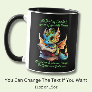 Gold Aqua Baby Dragon Warning Book Voice Tasse