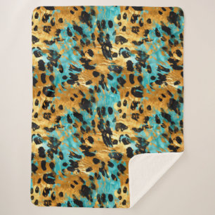 Gold Aqua Black Leopard Sherpadecke