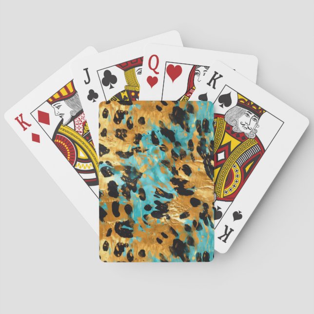 Gold Aqua Black Leopard Spielkarten (Rückseite)