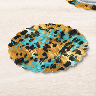 Gold Aqua Black Leopard Untersetzer