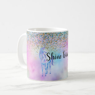 Gold Aqua Glitzer Lila Unicorle Sparkle Kaffeetasse