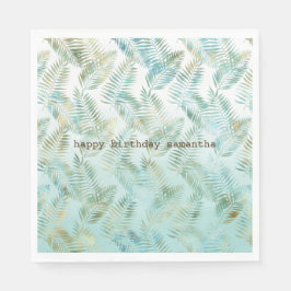 Gold Aqua Green Tropical Blätter Serviette