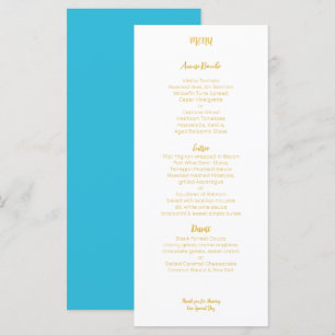 Gold Aqua Hochzeit Menükarte