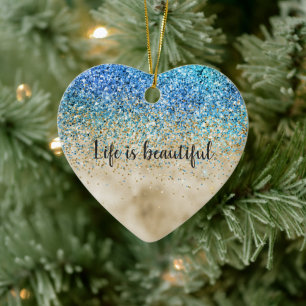 Gold Aqua Lila Glitzer Sparkone Keramik Ornament