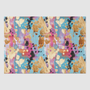 Gold Aqua Pink Abstrakt Leopard Seidenpapier