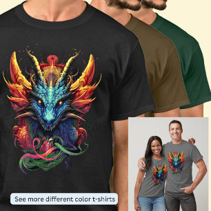 Gold Aqua Red Dragon T - Shirt