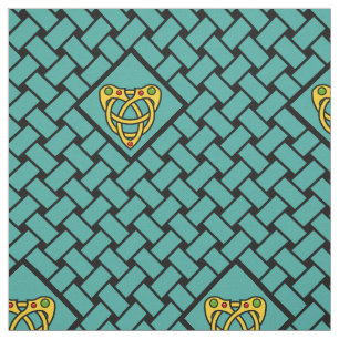 Gold/Aqua/Schwarze Weberei, Diamant, keltischer Ke Stoff