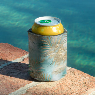 Gold Aqua White Tropical Blätter Dosenkühler