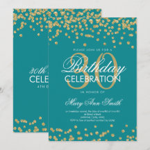 Gold Aquamarin 30. Geburtstag Glitzer Confetti