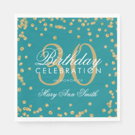 Gold Aquamarin 30. Geburtstag Glitzer Confetti Serviette