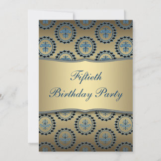 Gold Aquamarin 50. Geburtstagsparty Einladung