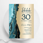 Gold Aquamarin Agate Überraschung 30. Geburtstag Einladung<br><div class="desc">Aquamarin und goldfarben überraschen 30. Geburtstag Party Einladung. Elegantes modernes Design mit Aquarellfarben-marmorgeode Hintergrund,  Imitats Glitzer Gold und Typografie Skript-Schriftart. Die trendige Einladungskarte eignet sich perfekt für eine stilvolle Damenfeier. Gedruckte Zazzle-Einladungen oder Sofortdownload digitaler Druckvorlage.</div>