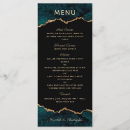 Gold Aquamarin Agate Wedding Menu Menükarte