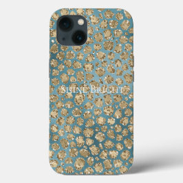 Gold Aquamarin Blue Green Glitzy Leopard Print     Case-Mate iPhone Hülle