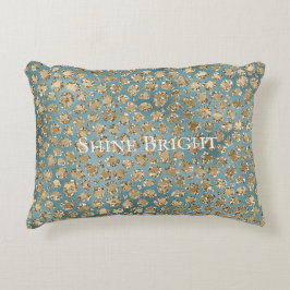 Gold Aquamarin Blue Green Glitzy Leopard Print     Dekokissen