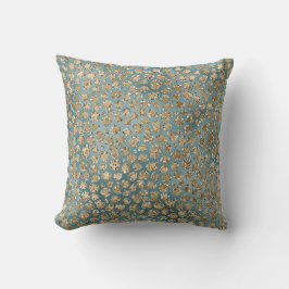 Gold Aquamarin Blue Green Glitzy Leopard Print     Kissen