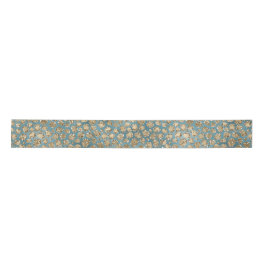 Gold Aquamarin Blue Green Glitzy Leopard Print Satinband