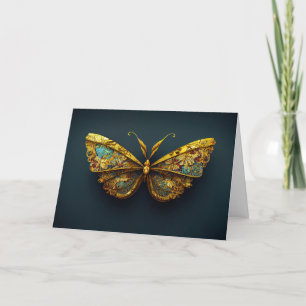 Gold & Aquamarin Butterfly Geburtstagskarte Dankeskarte