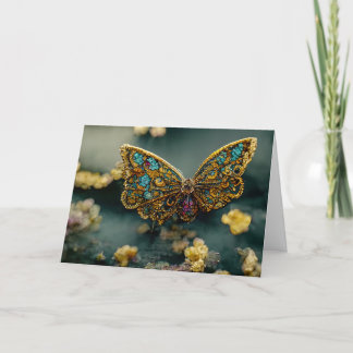 Gold & Aquamarin Butterfly Geburtstagskarte Dankeskarte