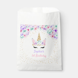Gold Aquamarin Pink Lila Unicorn 1. Geburtstag Geschenktütchen