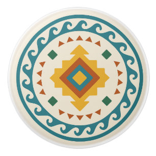 Gold Aquamarin Terracotta Wave Diamond Zapotec Kno Keramikknauf