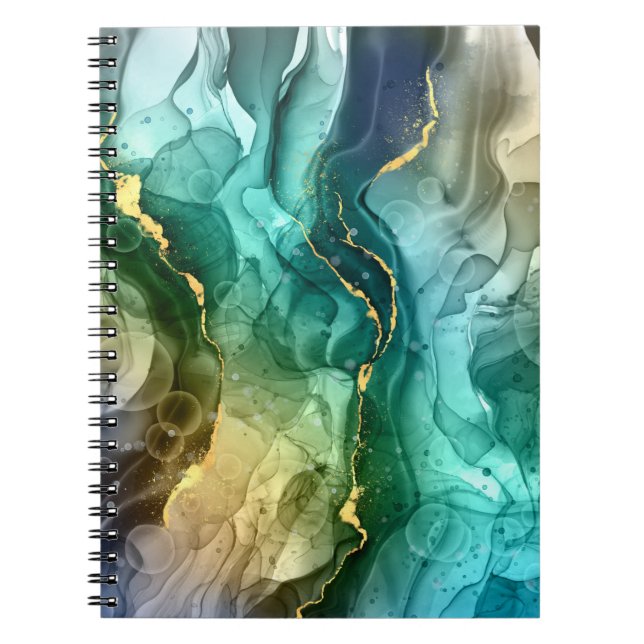 Gold, Aquamarin und dunkelgrau, flüssig Notizblock (Vorderseite)