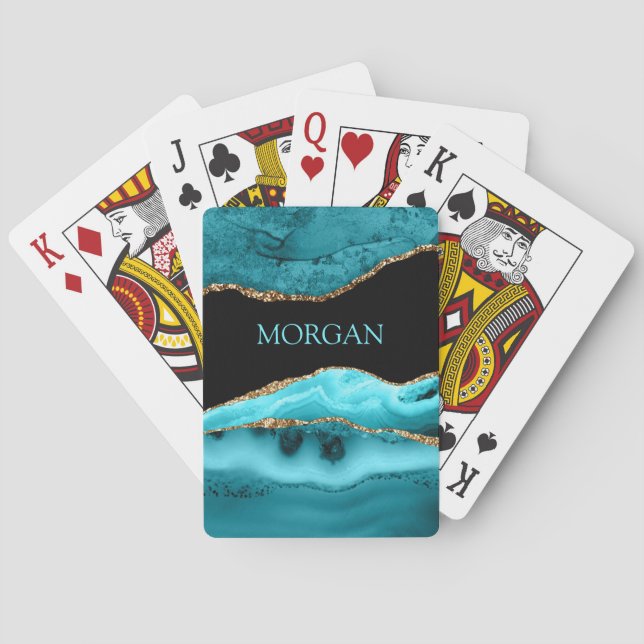 Gold & Aquamarine Gattung, Glitzer, Aquamariner Na Spielkarten (Rückseite)