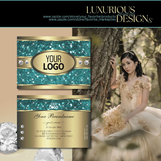 Gold Aquamarine Glitzer Leuchtstars Diamanten hinz Visitenkarte (Von Creator hochgeladen)