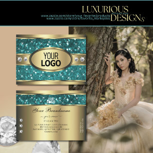 Gold Aquamarine Glitzer Leuchtstars Diamanten und  Visitenkarte