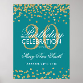 Gold Aquamariner Glitzer Confetti 30. Geburtstag Poster