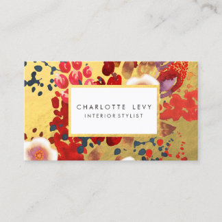 Gold Aquarell Abstrakte Blumenart Stylist Visitenkarte