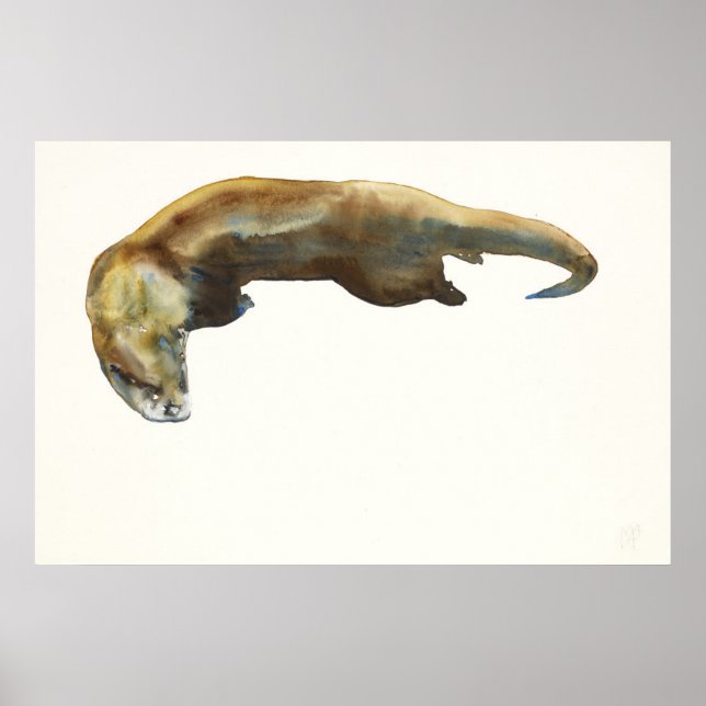 Gold-Aquarell auf Papier Poster (Vorne)