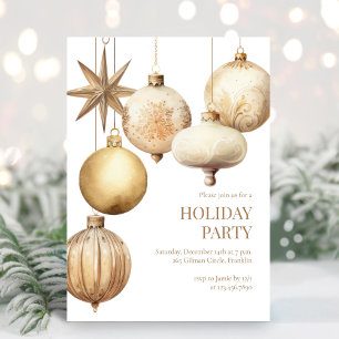Gold Aquarelltöne Weihnachten Party Einladung