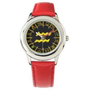 GOLD AQUARIUS UND ZODIACALE SIGNS CHART,GEMSTONEN ARMBANDUHR
