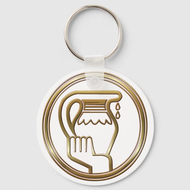 Gold Aquarius Zodiac Wasserträger Astrologie Zeich Schlüsselanhänger (Vorderseite)