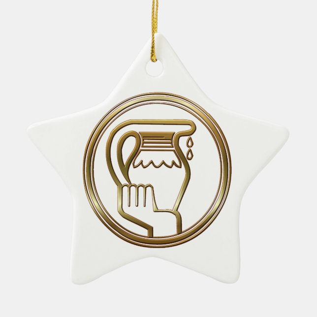 Gold Aquarius Zodiac Water Bearer Astrology Sign Keramikornament (Vorne)