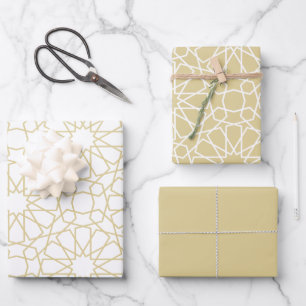 Gold Arabesque Muster Geschenkpapier Set