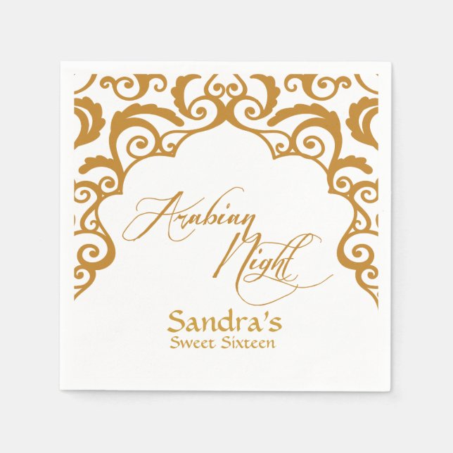 Gold Arabian Nights Party Napkins Serviette (Vorderseite)